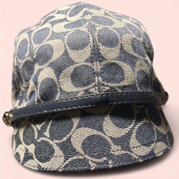 Coach KAREE Denim Signature Jacquard Leather Hat , Size M/L - Picture 1 of 8